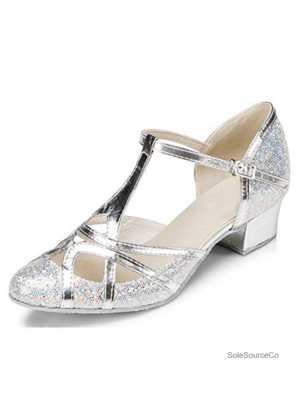 T-Strap Dance Heels Glitter Salsa Ballroom Shoes Wedding Party Pumps